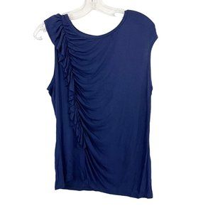NEW Cremieux Navy Blue Ruffle Tank Top Rayon Soft Business Casual - Size Medium